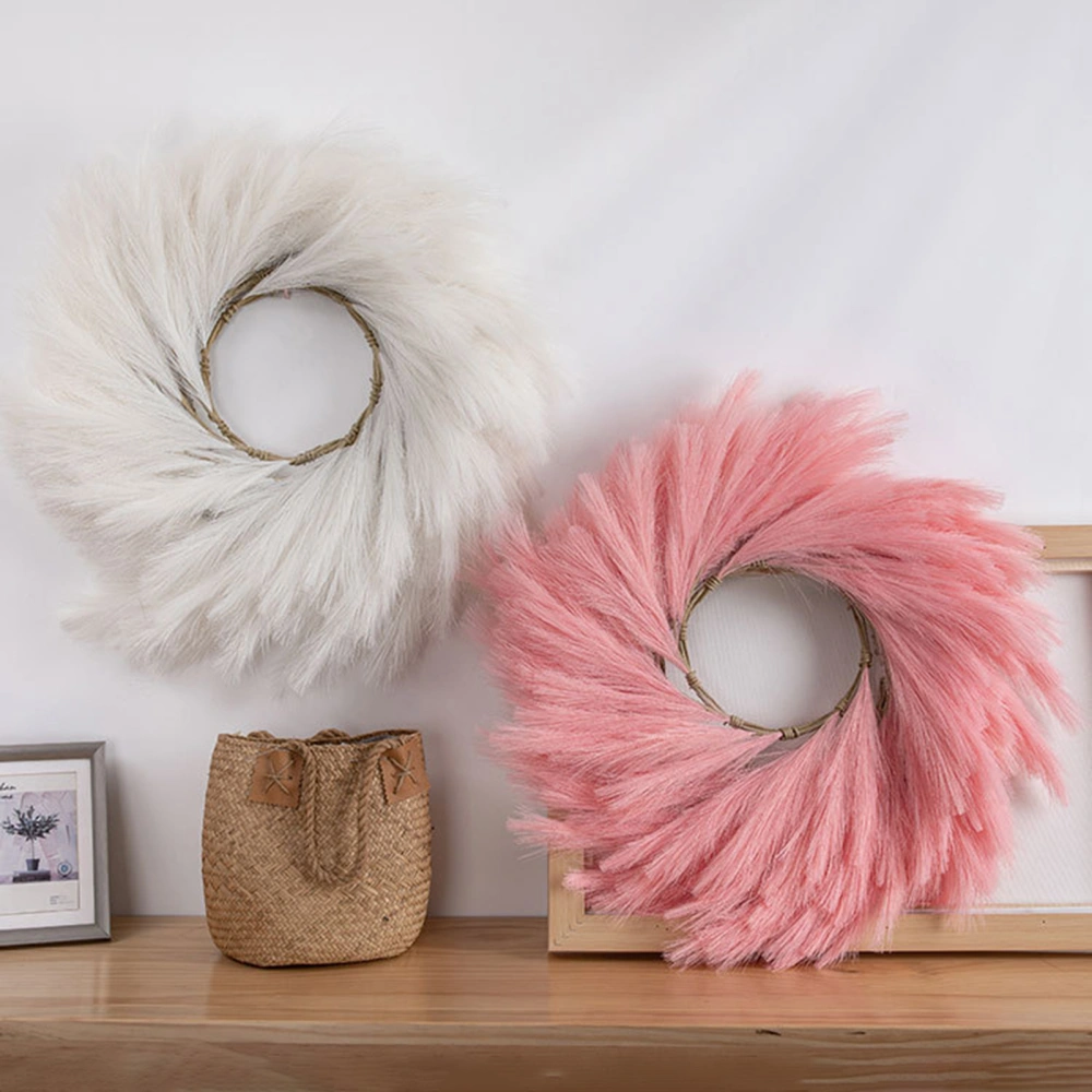 Artificial Wreath Realistic Looking Vivid Color Eco-friendly Fine Texture Non-Fading Decorative Cloth Simulation Pampas Grass Wreath Hanging Ornament Home Supplies