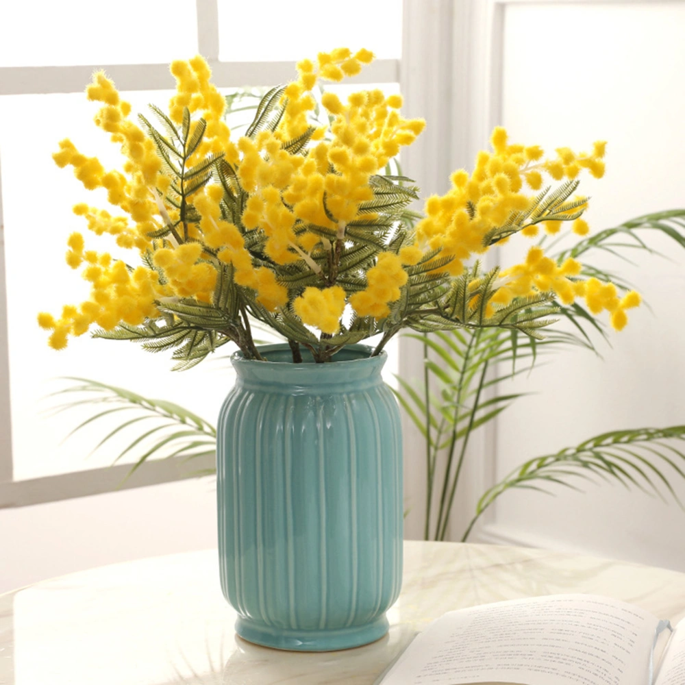 Artificial Flower Detailed Non-fading Eye-catching Home Decoration Desktop Decor Decorative Anti-fall Wattle Shape Simulation Plant Home Ornament