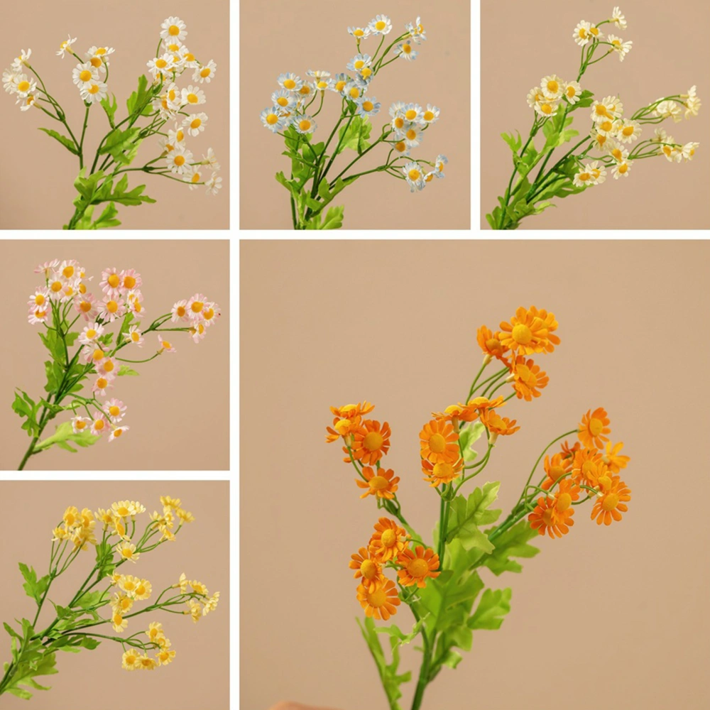 Artificial Flower Non-Fading Realistic Looking Vibrant Color Fine Texture Easy Maintenance Mini Petals Single Branch Simulation Chamomile Flower Party Supplies