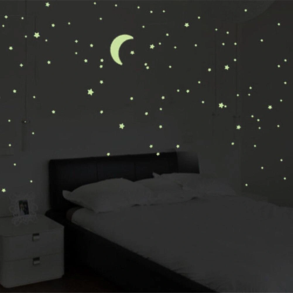 200Pcs 3D Stars Glow In The Dark Luminous Fluorescent Wall Stickers Home Decor