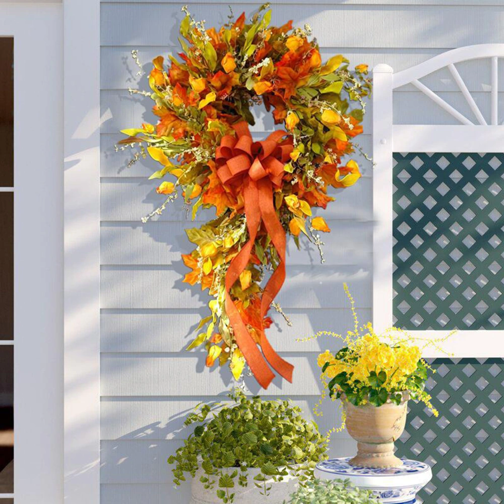 Fall Wreath Rustic Durable Plastic Front Door Autumn Farmhouse Wreath for Thanksgiving