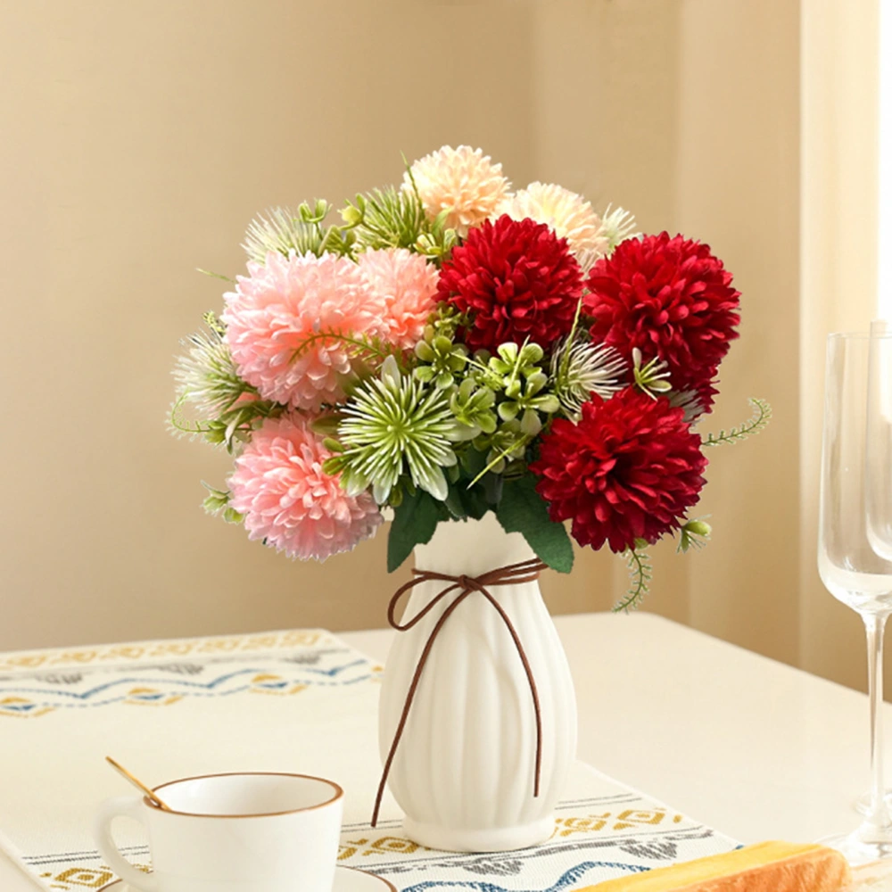 Artificial Ball Chrysanthemum 7 Heads Non-withering Realistic DIY Home Wedding Decor Faux Bulbous Flower Home Supplies