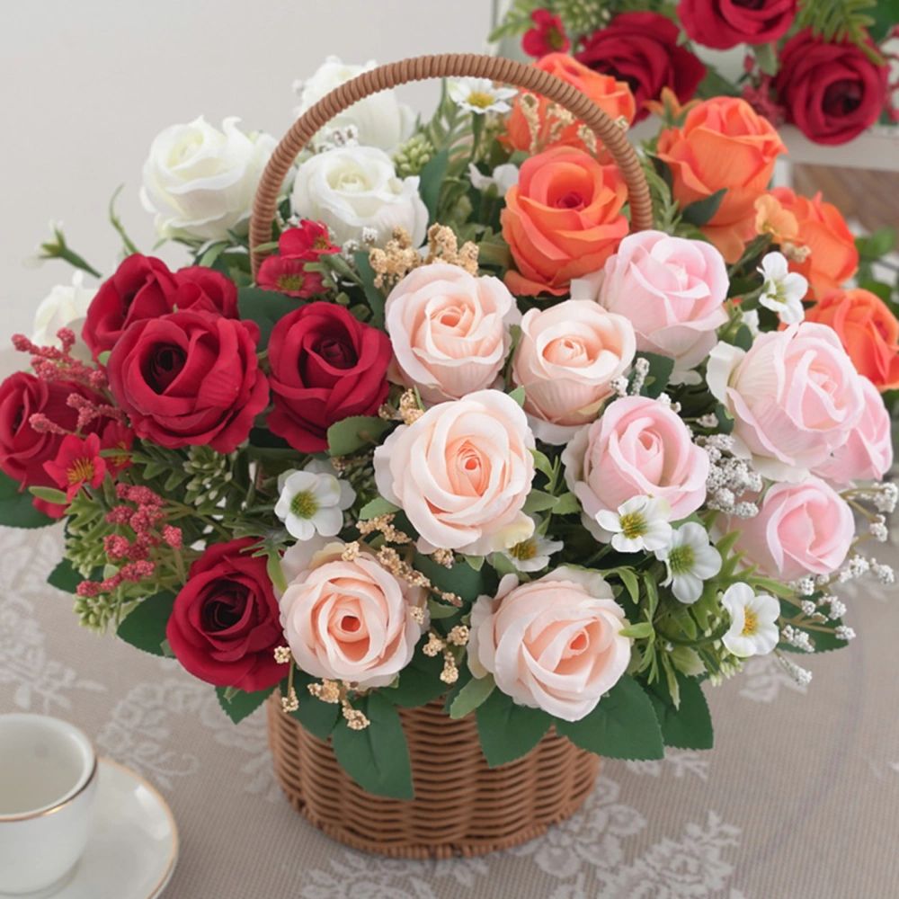 Simulation Fake Flower Bouquet Venus Rose Lifelike Maintenance-Free Home Decor Realistic Artificial Rose