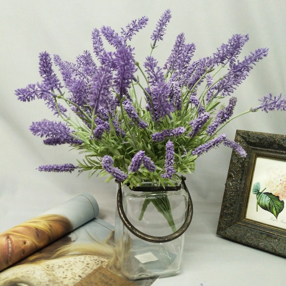 Fake Flower Realistic Looking Non-Withering Bent Freely Non-Fading Easy Maintenance Simulation Lavender Wedding Party Fake Plant Decor Home Supplies