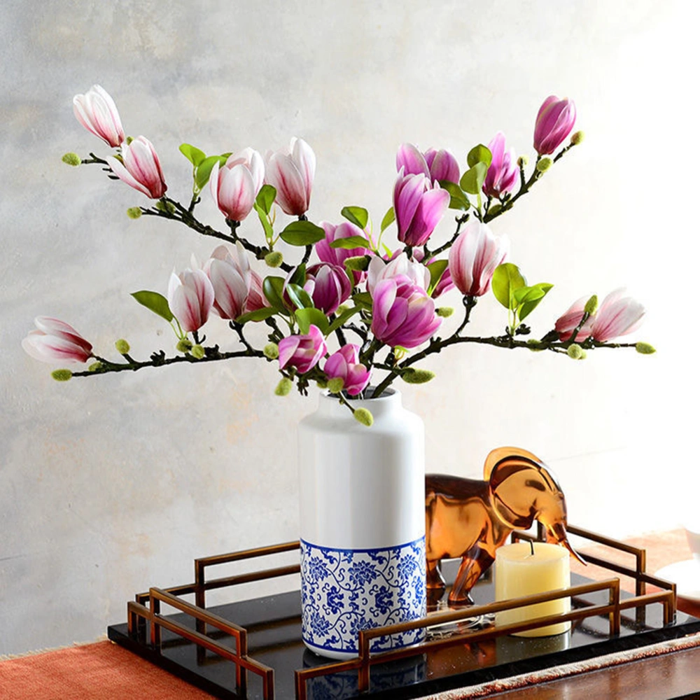 Faux Flower Realistic Looking Maintenance Free Not Withered No Need to Water Decorative Wedding Decoration Vibrantly Colored Simulation Magnolia Flower Home Bouquet Party Supplies