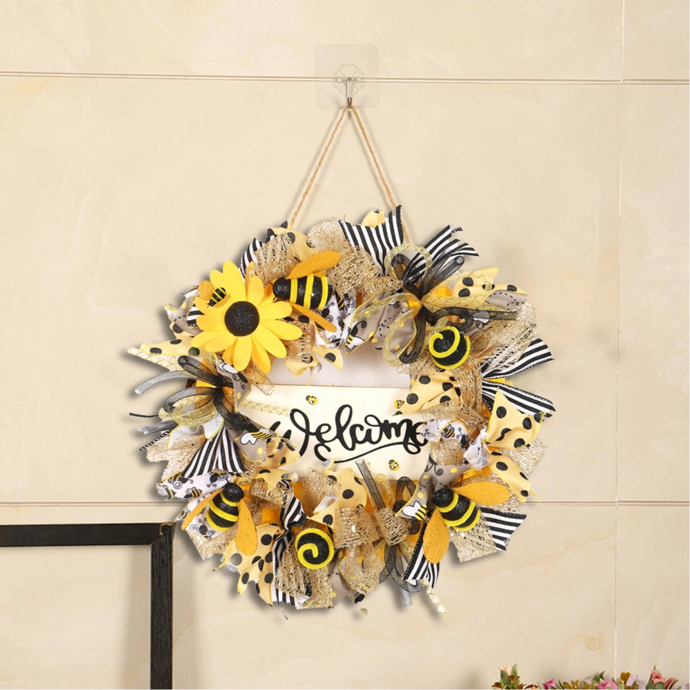 Artificial Sunflowers Wreath Realistic Bee Festival Wreath Ornament Decor Home Supplies