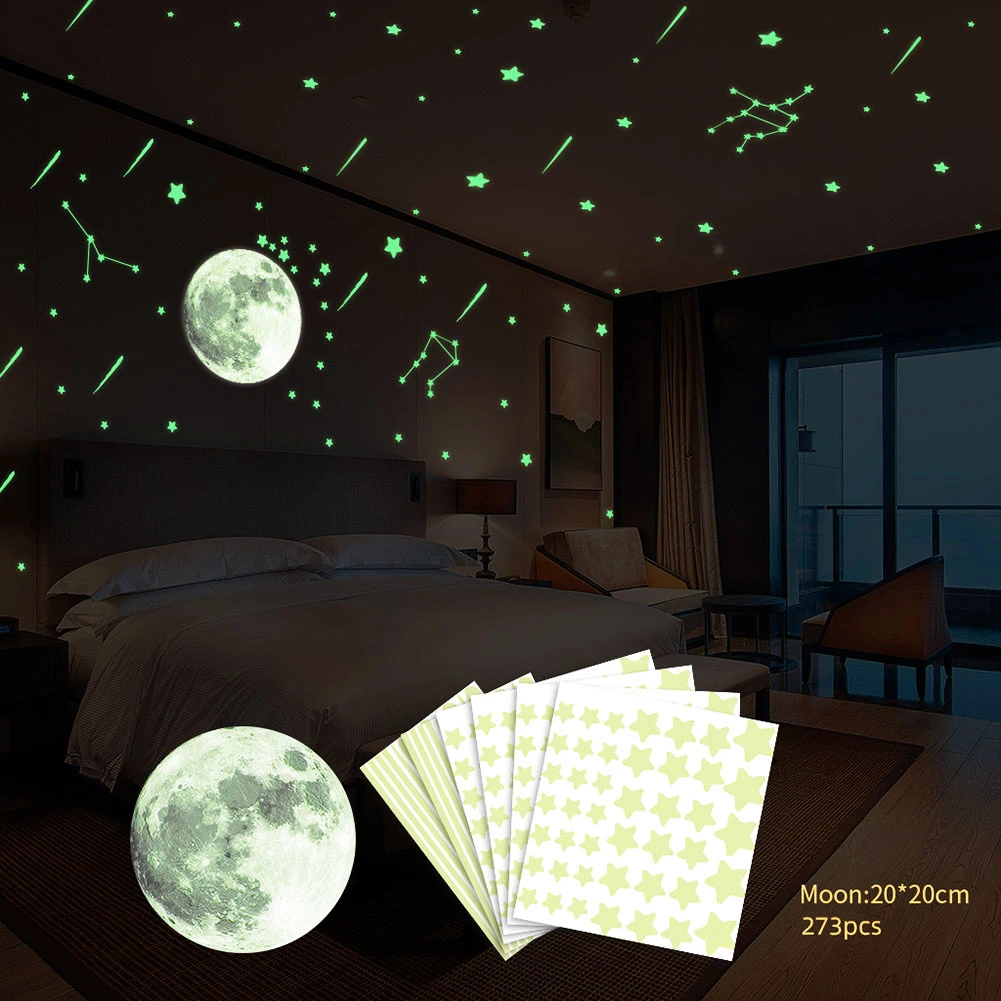 Luminous Glow in the Dark Star Moon Wall Stickers Decal Kids Room Bedroom Decor