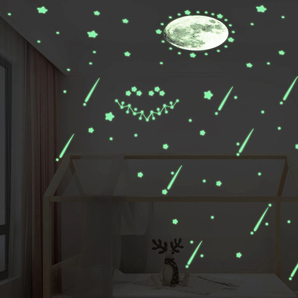 Luminous Glow in the Dark Star Moon Wall Stickers Decal Kids Room Bedroom Decor