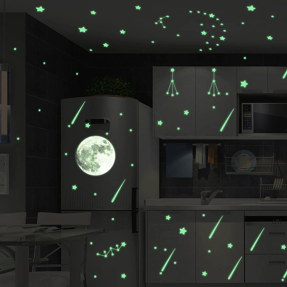 Luminous Glow in the Dark Star Moon Wall Stickers Decal Kids Room Bedroom Decor