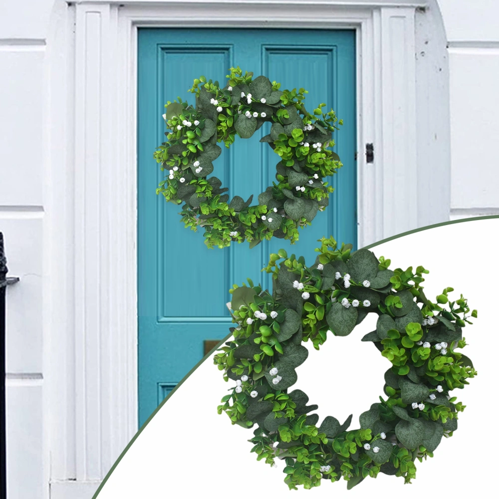 Door Wreath No Watering Non-withered Plastic 42cm Artificial Eucalyptus Wreath Spring Garland Home Decor