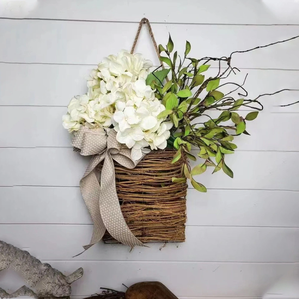 Simulation Flower Basket No Watering Non-Withered Decorative Faux Silk Flower Spring Hydrangea Basket Household Supplies