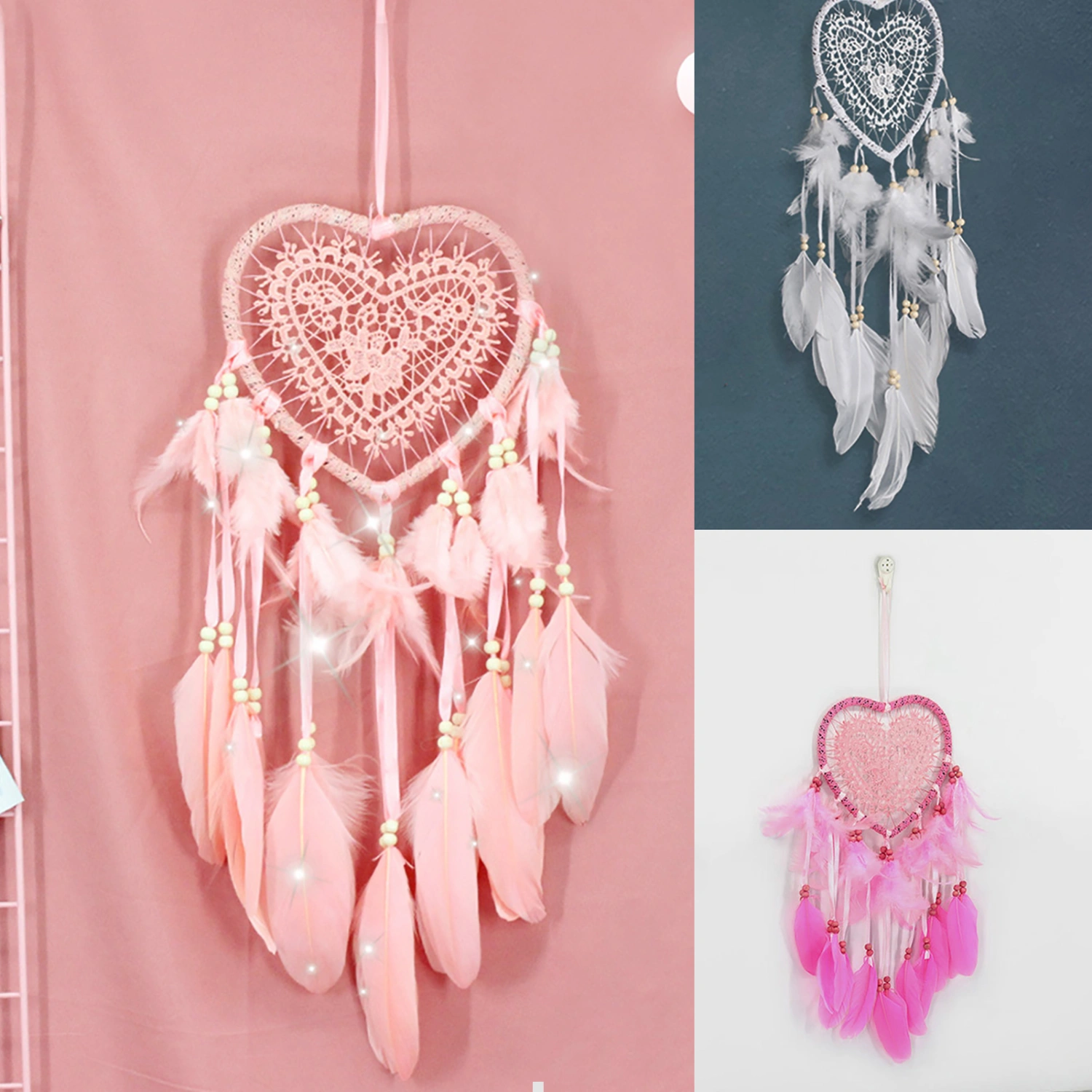 Wall Mount Hanging Long Tassel Feather Dreamcatcher for Bedroom