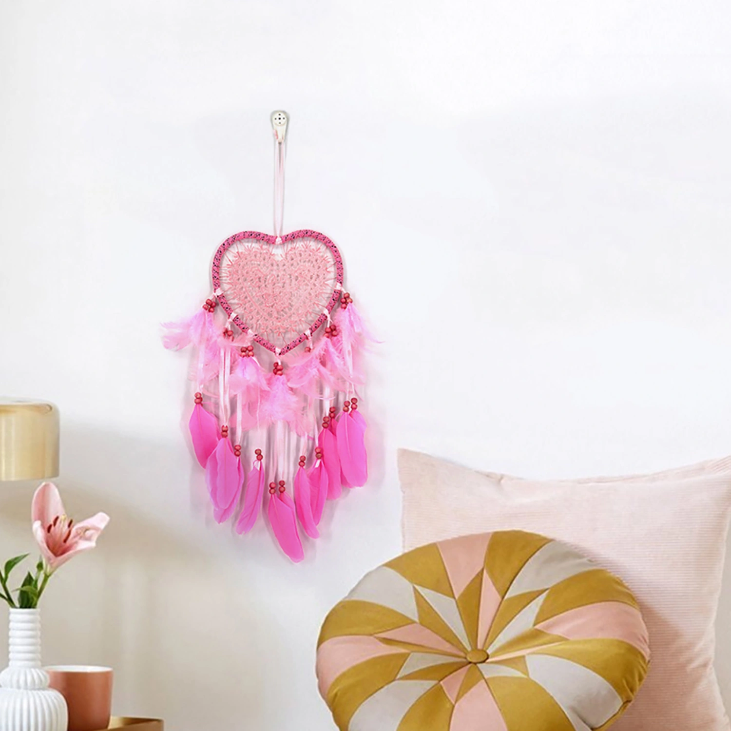 Wall Mount Hanging Long Tassel Feather Dreamcatcher for Bedroom