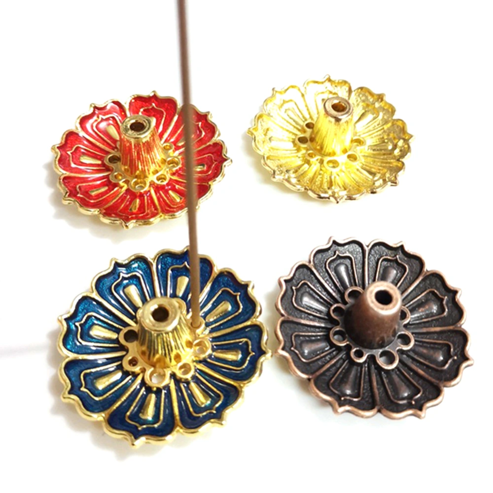 9-Hole Lotus Incense Holder Flower Copper Censer Plate for Sticks Cone Decor