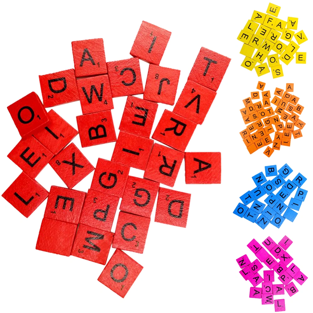 100 Pcs Multi-Color Wood Letters Numbers Button DIY Craft Sewing Scrapbooking