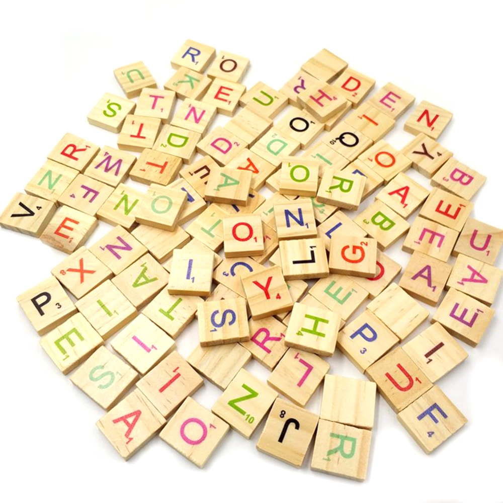 100Pcs Wooden Letter Alphabet Number English Words Bolcks Kids Educational Toy