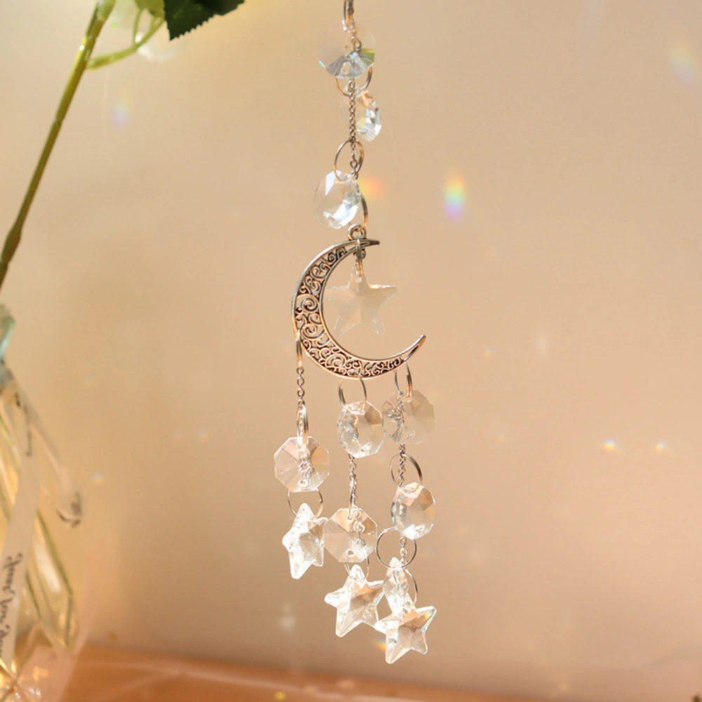 Hanging Pendant Delicate Decorative Faux Crystal Attractive Star Moon Windchime Sun Catcher for Living Room