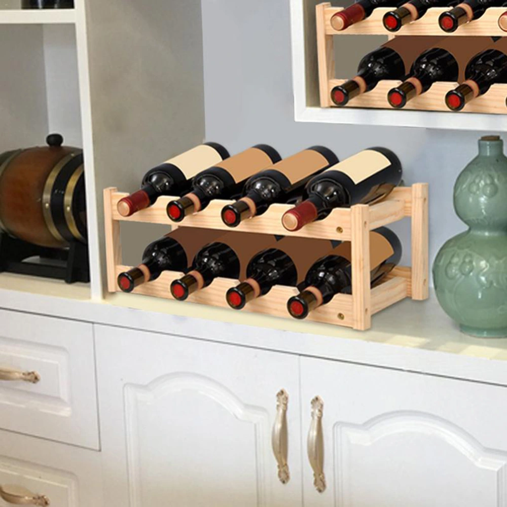 Classical Wooden Household Wine Storage Rack Stand 8 Bottle Holder Display Shelf