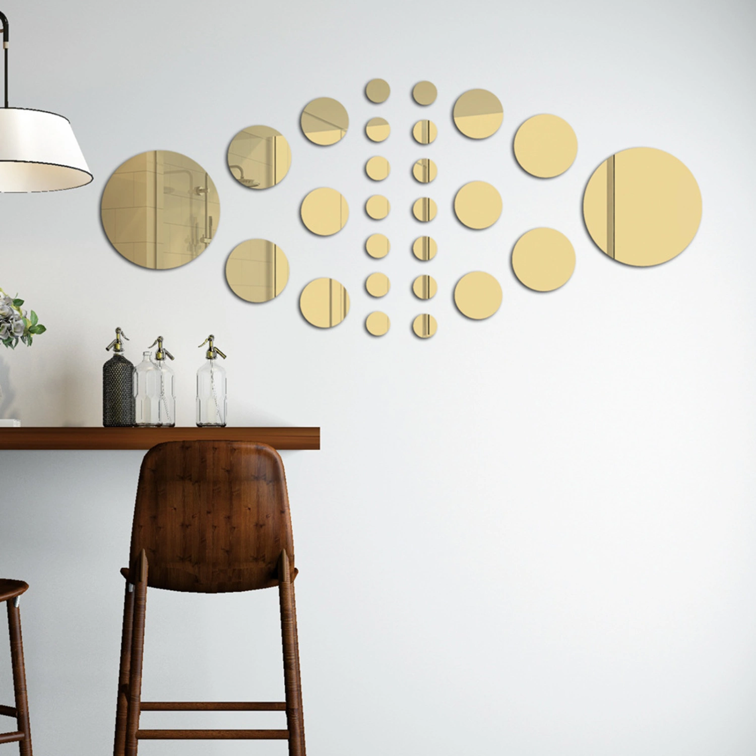 26Pcs Mirror Wall Stickers Easy to Paste Removable Self-adhesive DIY Acrylic 3D Round Wall Decals Bedroom Living Room Decor