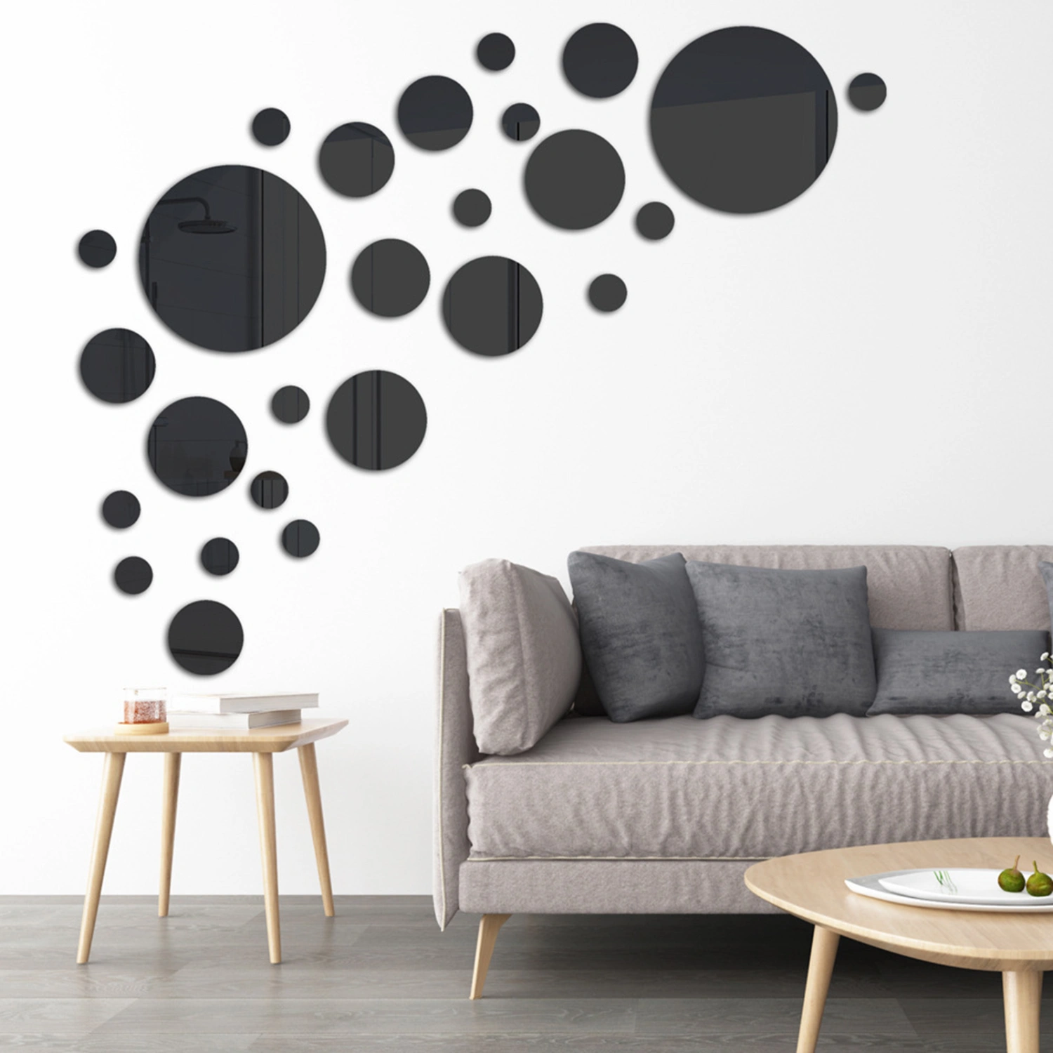 26Pcs Mirror Wall Stickers Easy to Paste Removable Self-adhesive DIY Acrylic 3D Round Wall Decals Bedroom Living Room Decor