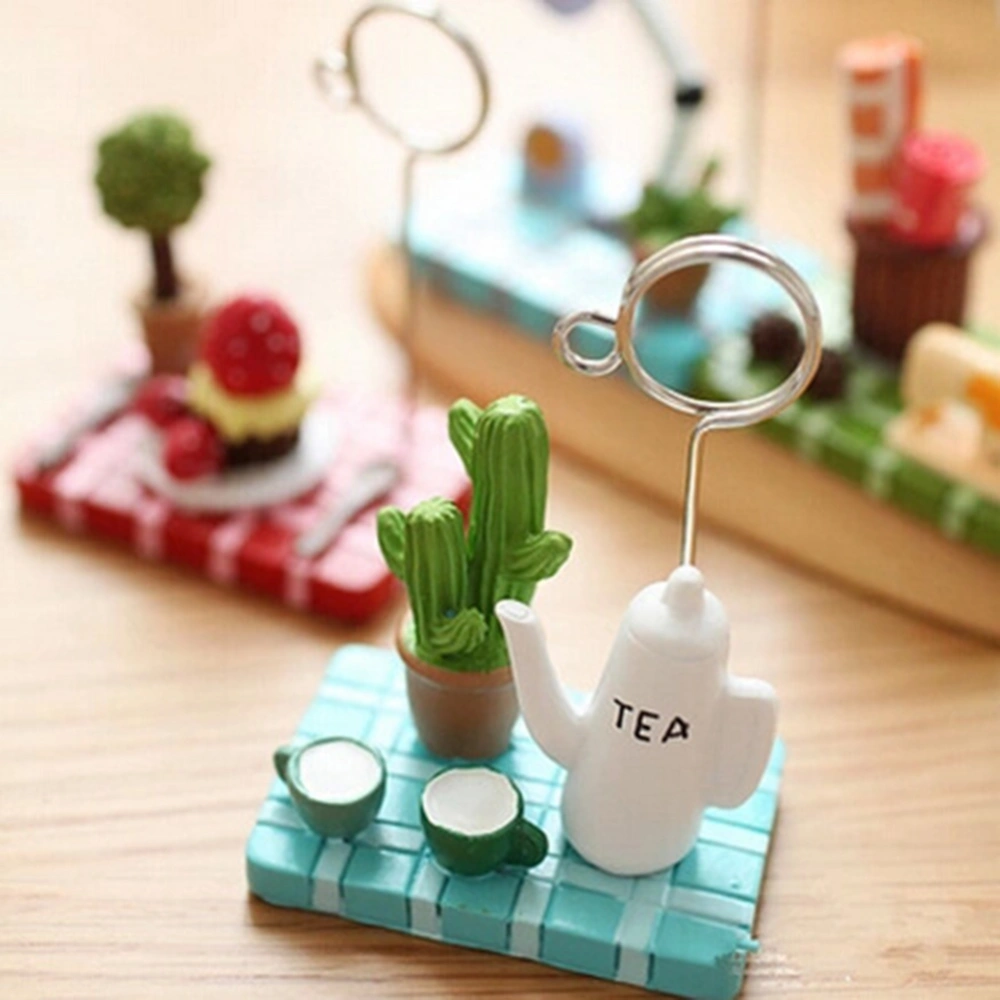 Cute Micro Landscape Teapot Strawberry Tree Memo Holder Clip for Business Card