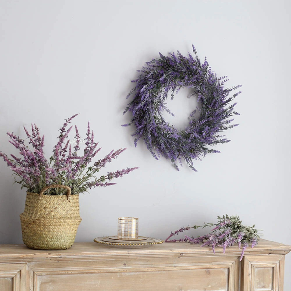 Exquisite Wreath Bright-colored Plastic Nice-looking Lavender Hanging Wreath for Home