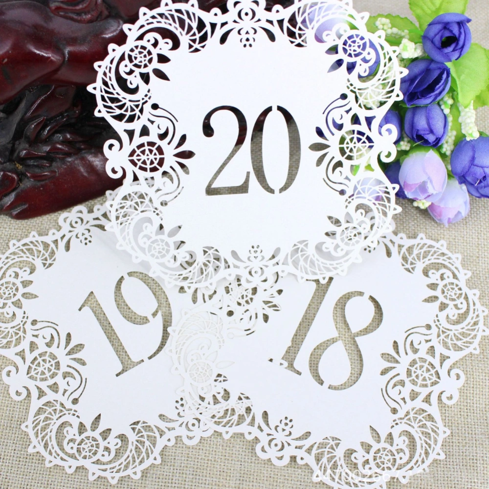 10Pcs/Set Hollow Flower Table Number Card for Wedding Reception Banquet Events