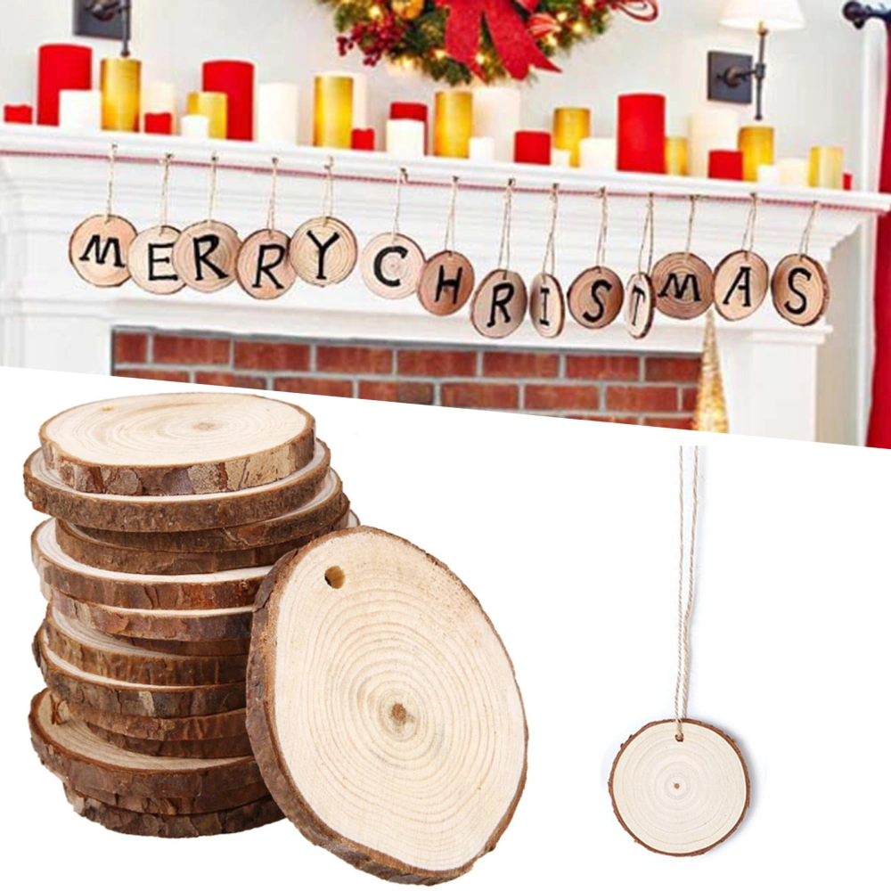 10Pcs DIY Round Unfinished Wood Slices with Hole Log Pine Chips for Kid