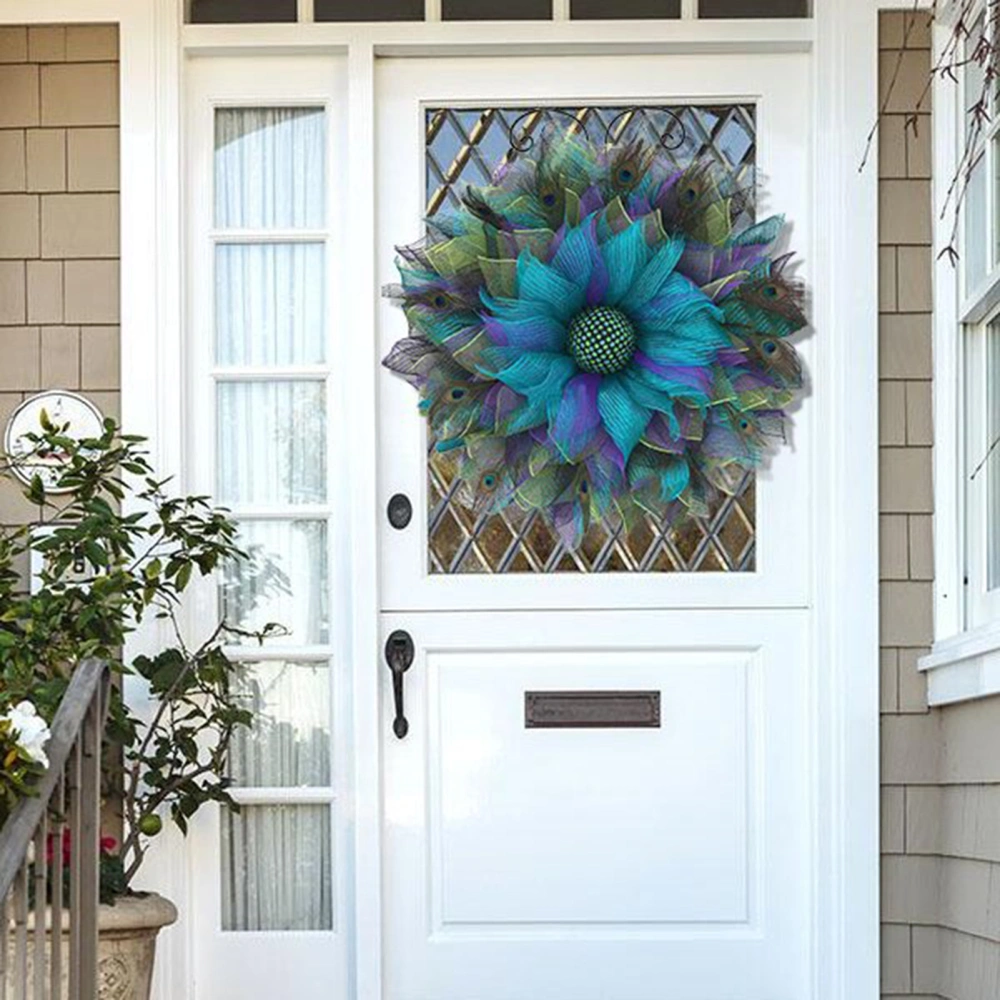 Exquisite Wreath Portable Gauze Delicate Beautiful Peacock Pattern Garland for Door