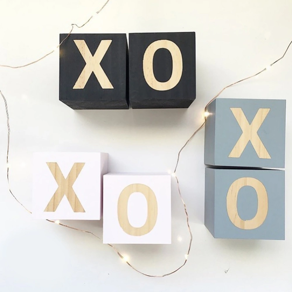 Lovely Letter XO Printed Pine Made Cube Interior Kids Home Table Top Decoration