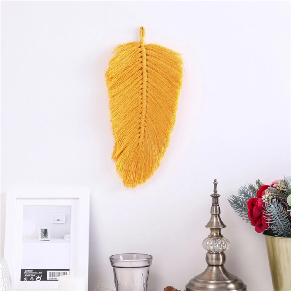 Woven Feather Tapestry Soft Fine Workmanship Cotton Macrame Wall Hanging Feather Boho Chic Woven Leaf for Wall