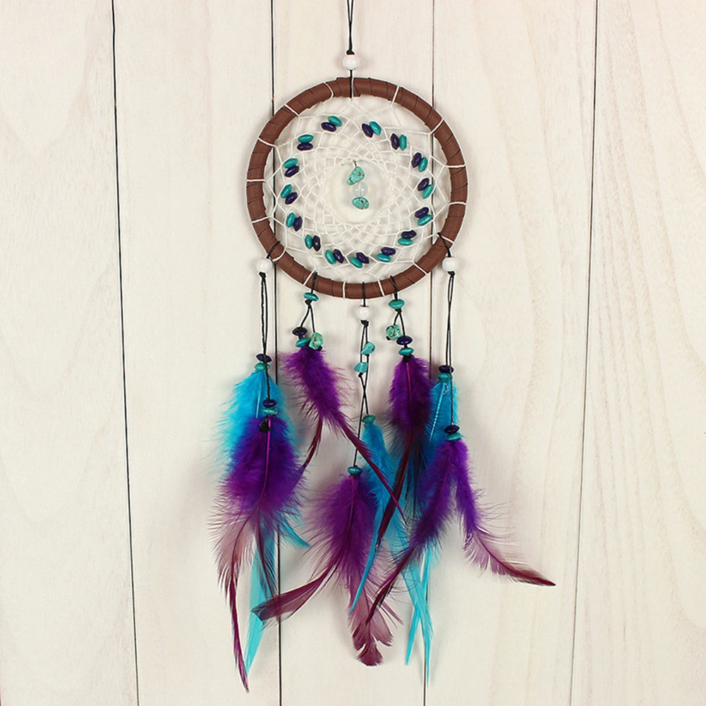 Feather Turquoise Bead Dream Catcher Hanging Pendant Craft Wall Car Decor Gift