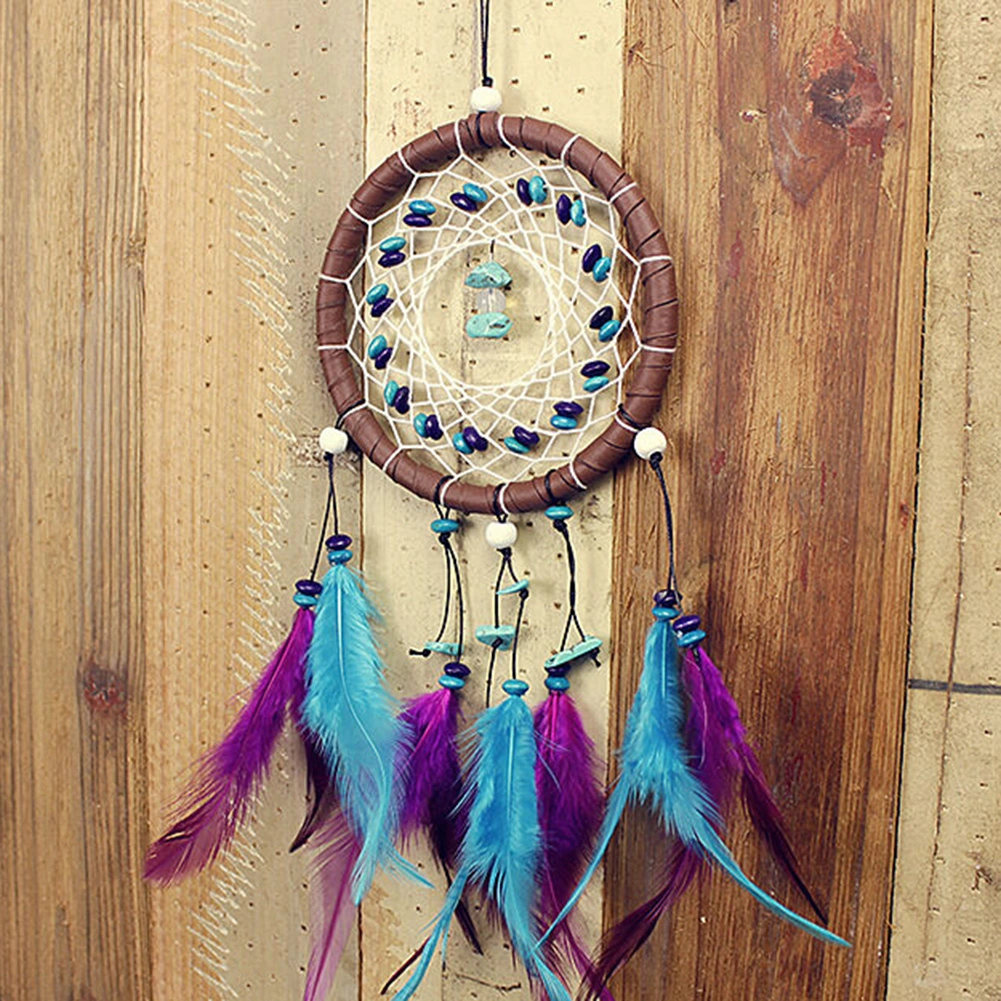 Feather Turquoise Bead Dream Catcher Hanging Pendant Craft Wall Car Decor Gift