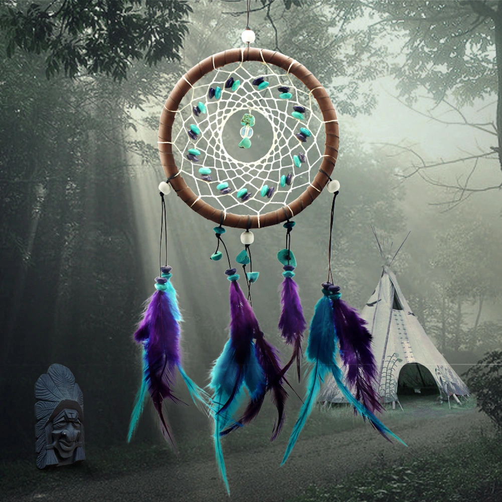 Feather Turquoise Bead Dream Catcher Hanging Pendant Craft Wall Car Decor Gift