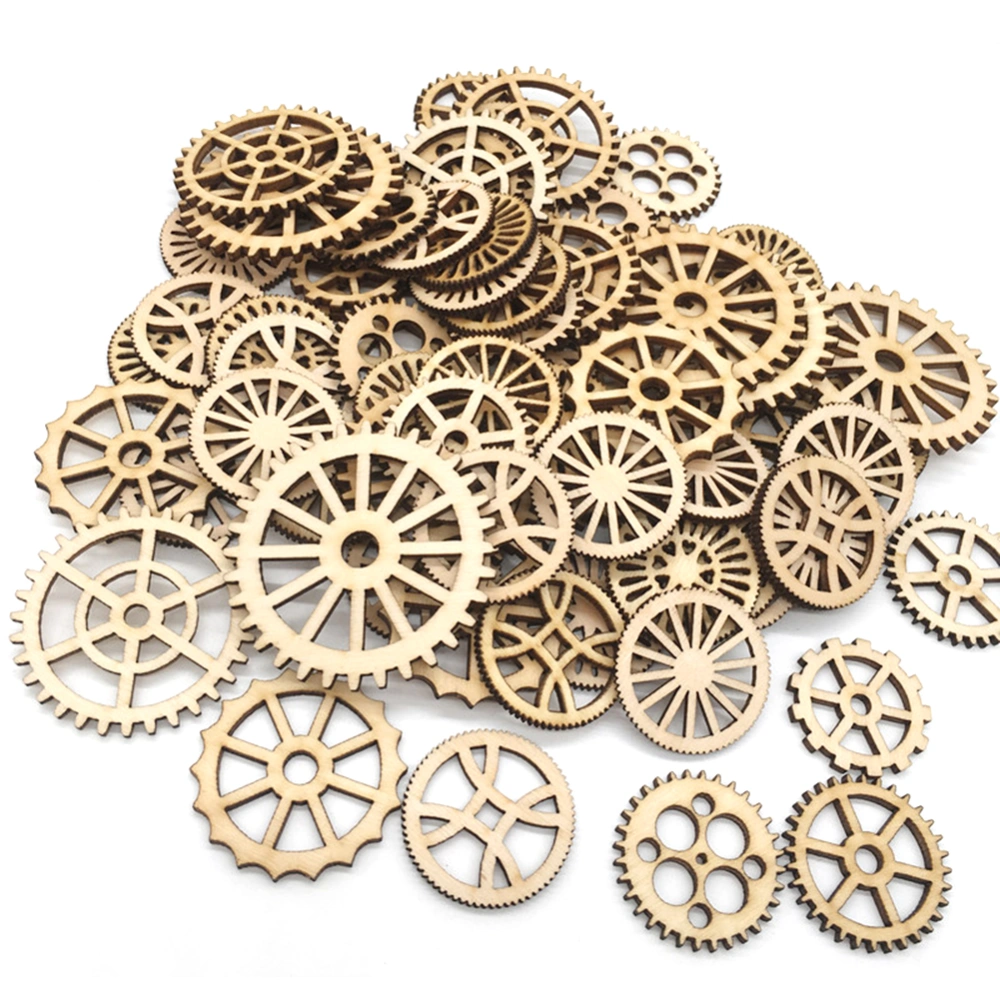 150Pcs Wooden Blank Gear Wheel DIY Painting Art Craft Wall Hanging Ornament