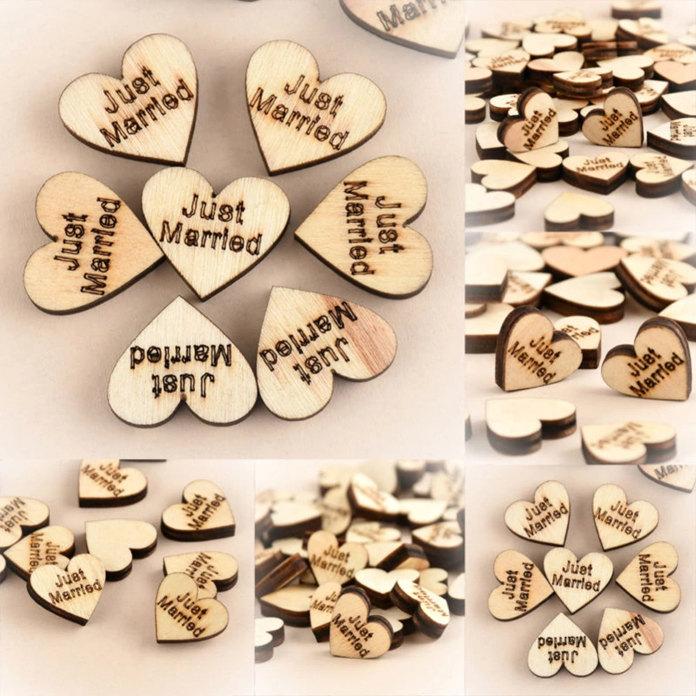 Rustic Wooden 100pcs Wood Love Heart Stars Wedding Table Scatter Decoration Crafts