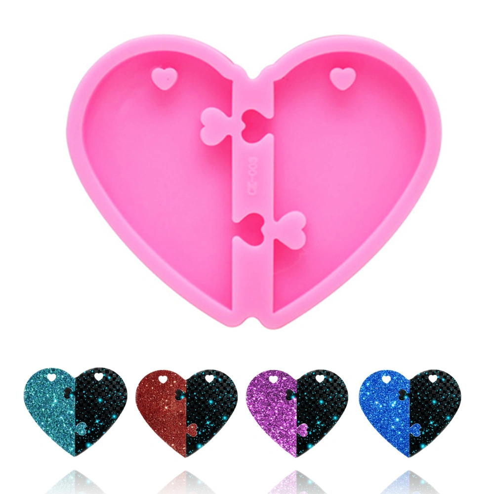 Silicone Mold DIY Easy to Demold Cute Love Heart Puzzle Resin Casting Mold for Home