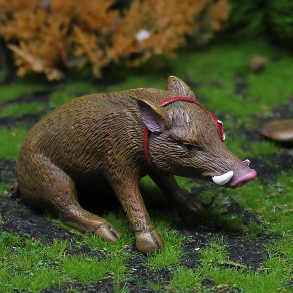 Boar Ornament Shatterproof Weather-resistant Fadeless Anti-break One-Eye Patch Micro Landscape Boar Sculpture Home Decor