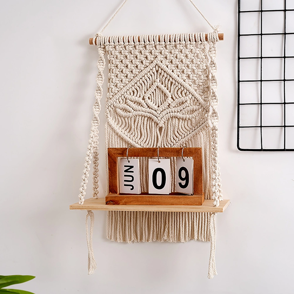 Floating Shelf with Lanyard Handmade Cotton Rope Nordic Style Bohemian Macrame Wall Hanging Shelf Indoor Decoration