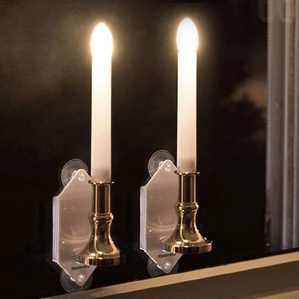 2Pcs Candle Lights Realistic Looking Flameless ABS LED Decorative Solar Energy Candle Light for Home