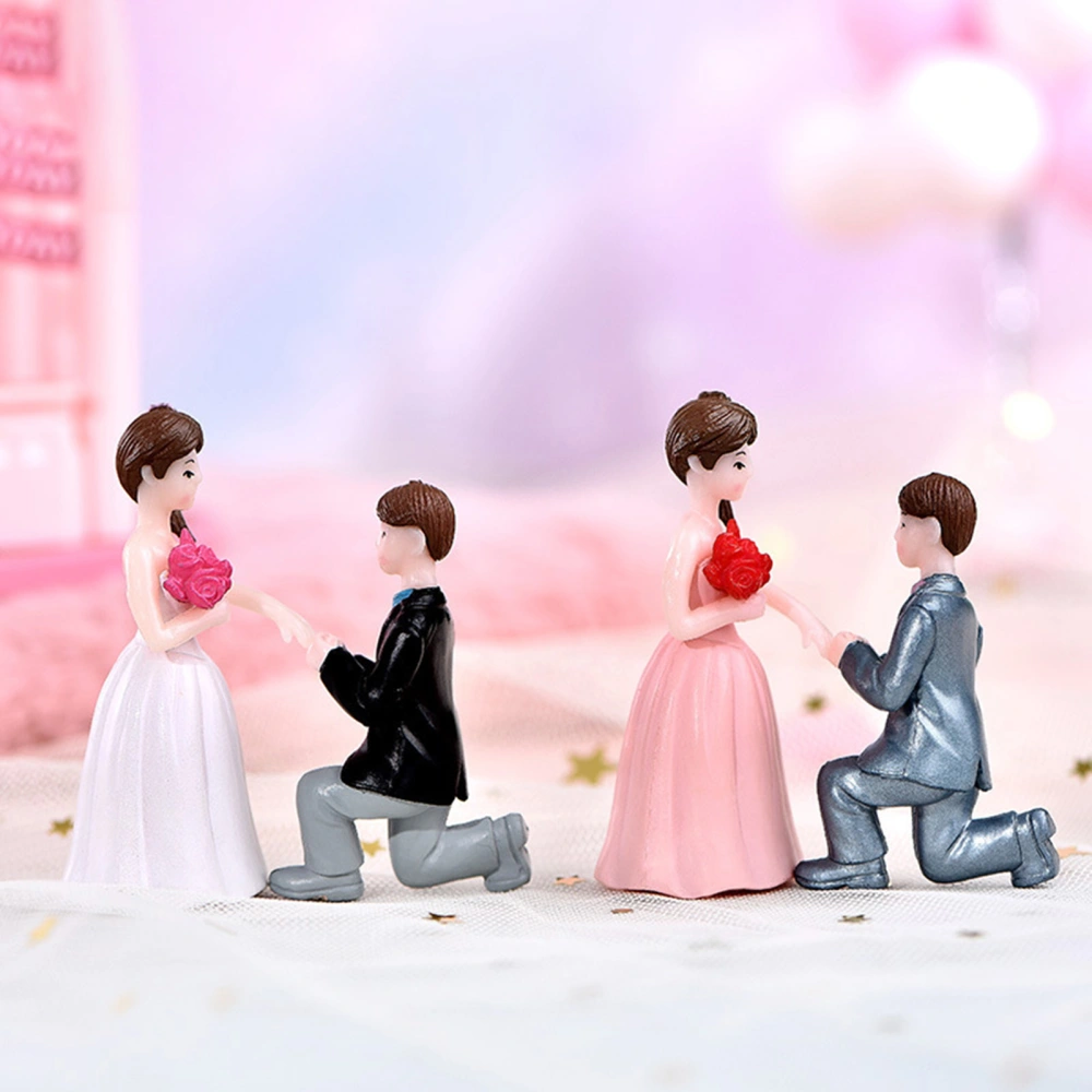 1 Pair Couple Statue Handmade Romantic PVC Miniature Boy Girl Figurine Valentine's Day Decoration Home Decor