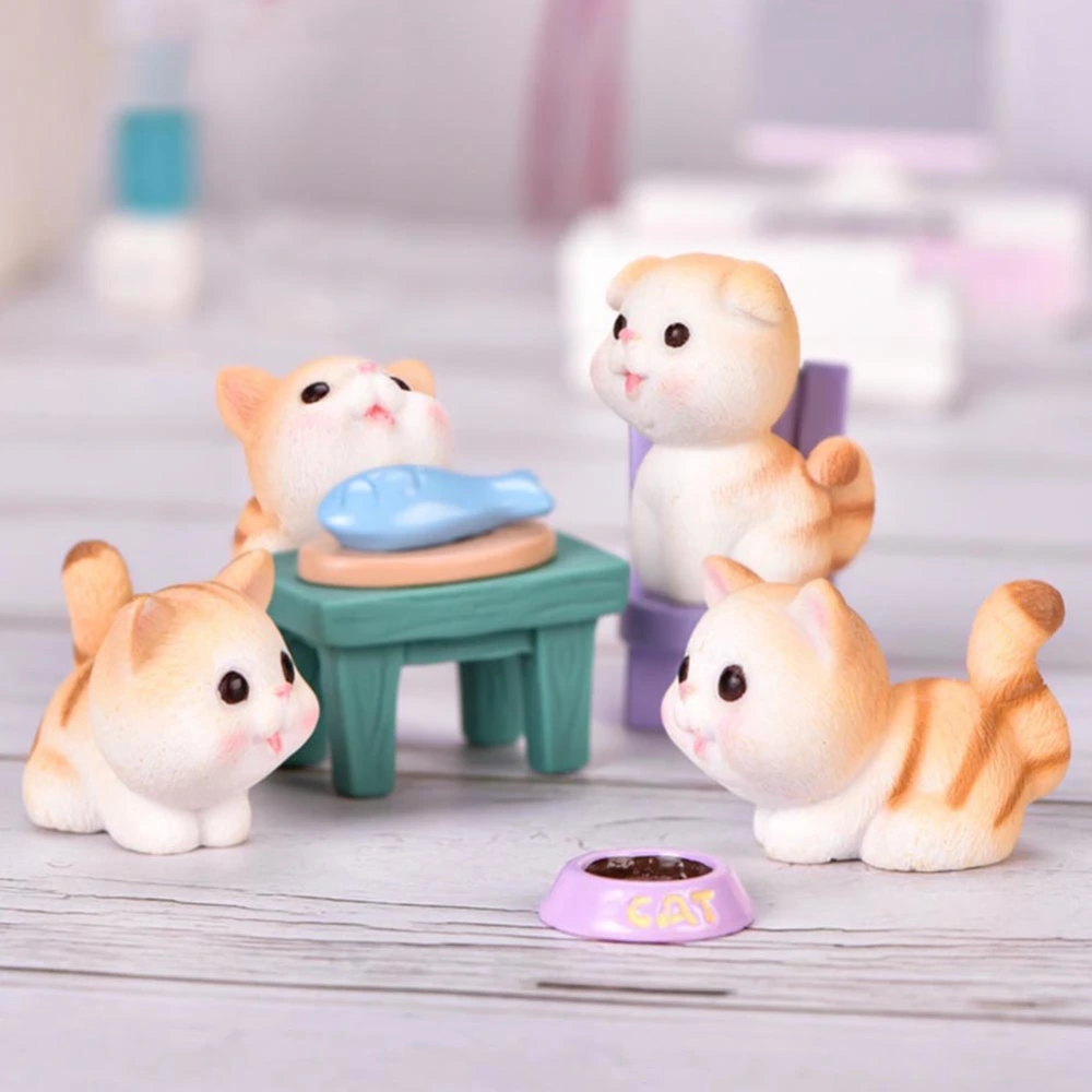 10Pcs Cute Mini Cat Animal Fish Bowl Chair Model Figurine Fairy Garden Ornament