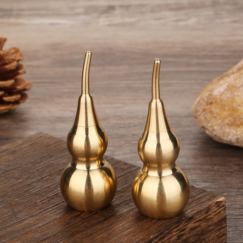 2Pcs 7cm Gourd Ornament Pure Brass Polished Hollow Tilted Head Gift Feng Shui Wu Lou Gourd Table Decor Home Supplies