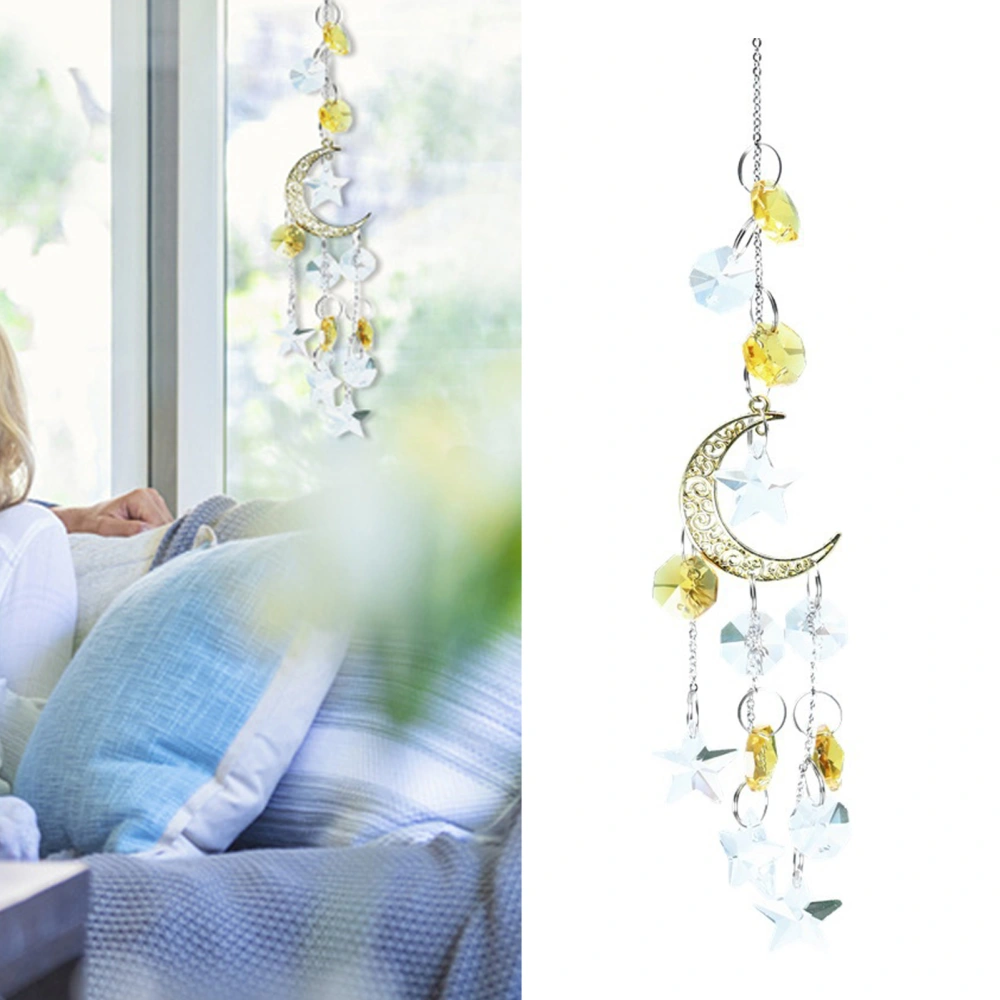 Wind Chimes Exquisite Decoration Faux Crystal Window Hanging Moon Stars Suncatcher for Garden