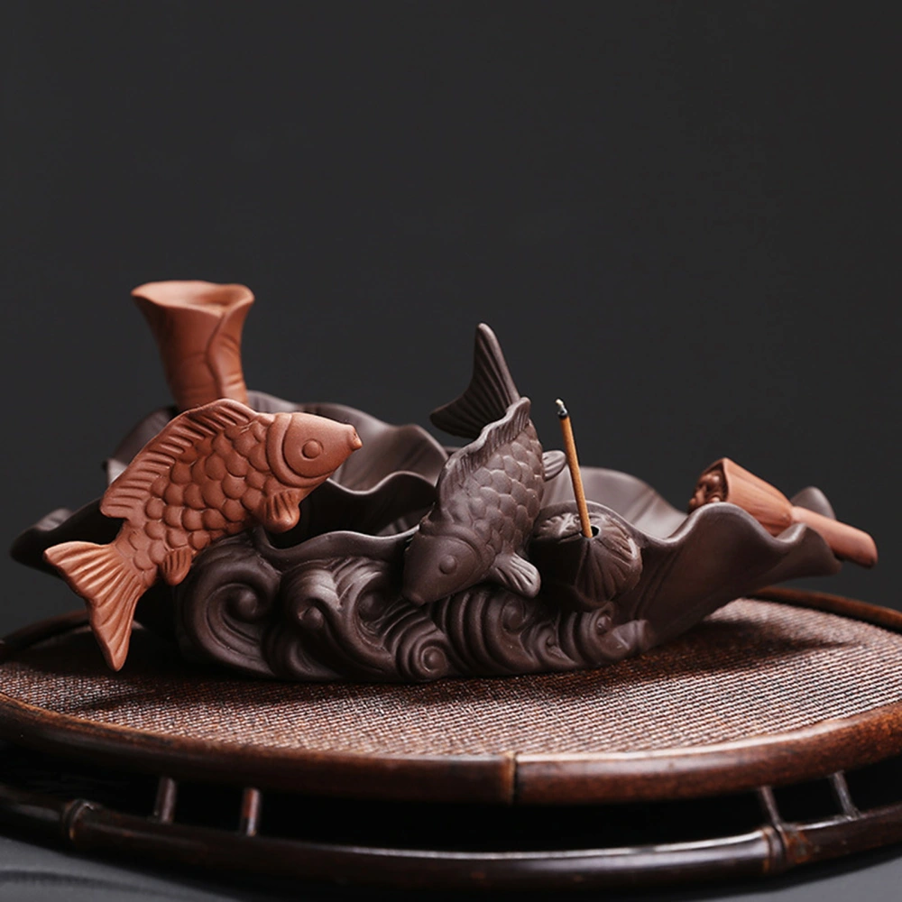 Incense Burner Decorative Zen-inspired Lotus-pond Design Reduce Anxiety Ornamental Chinese Inverted Incense Burner Tea House