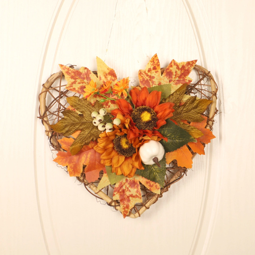 Heart Shape Door Pendant Decorations Pumpkin Maple Leaf Sunflower Door Hanging Decor for Halloween