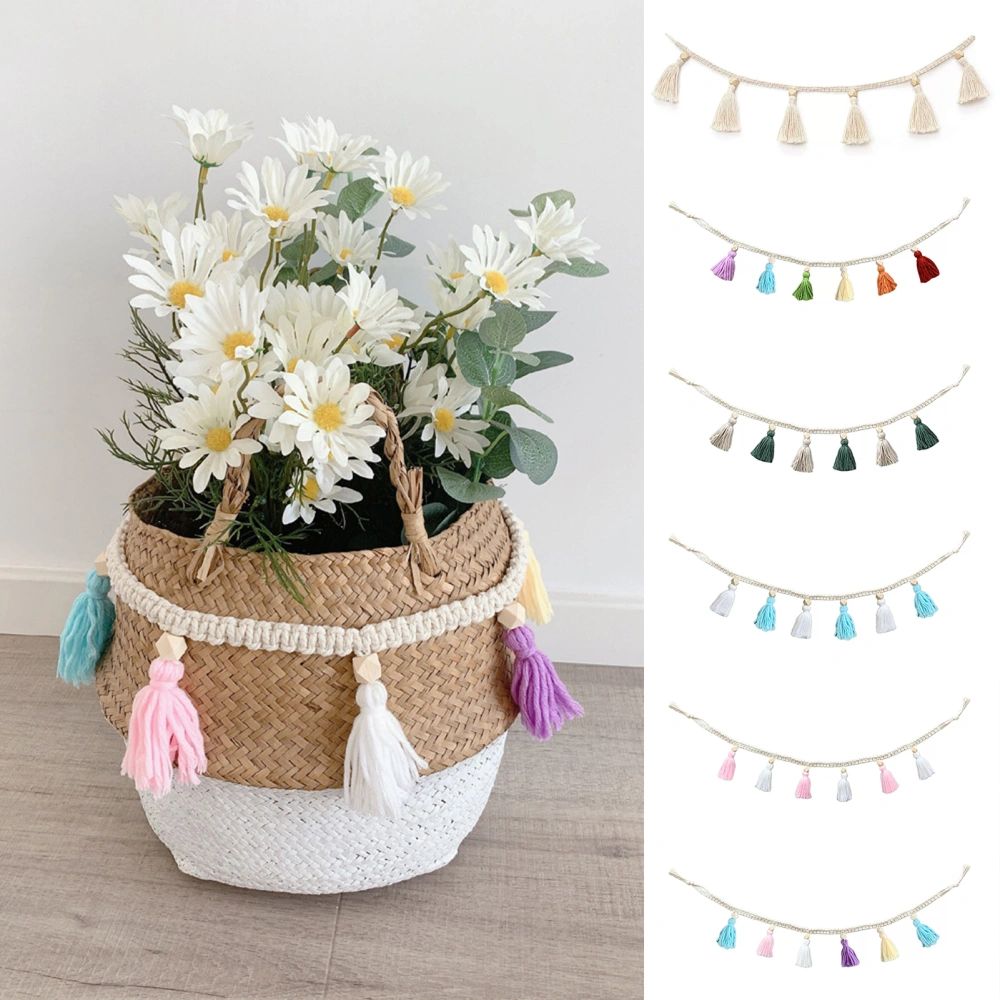 Bead Tassel Nice-looking Decorative Vivid Color Handmade Woven Tassel Garland Wood Beads Decor for Gift