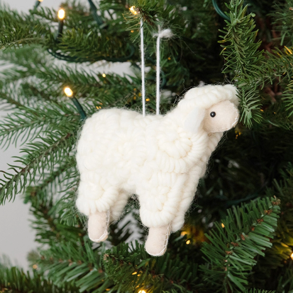 Sheep Pendant Nordic Style Handmade Cartoon Simulation Animal Soft Fabric Decorative Christmas Gift Cute Felt Sheep Xmas Tree Wall Hanging Ornament Party Supplies