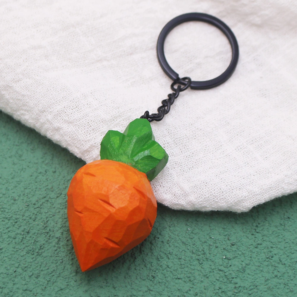 Keychain Pendant Burr Free Wooden Carrot Hanging Craft Backpack Charm Home Decor