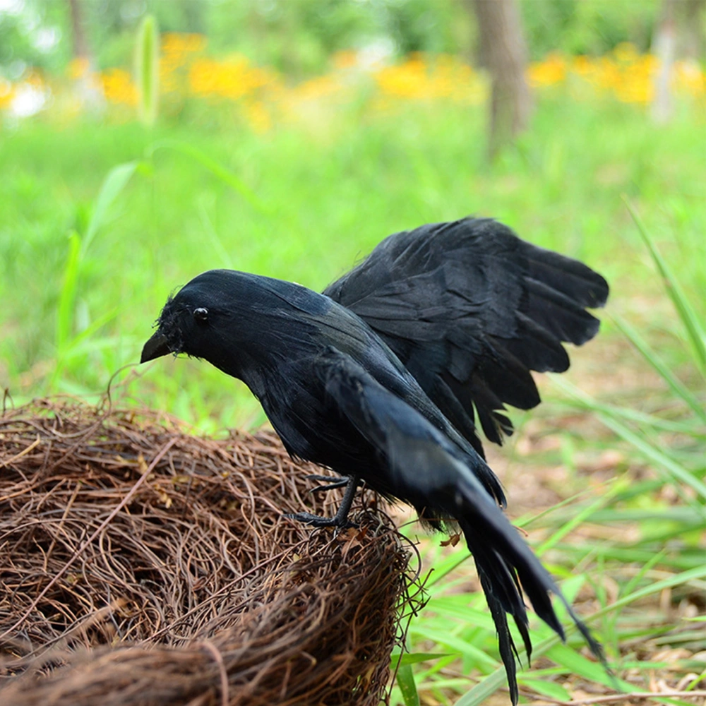 Halloween Crow Realistic Looking Super Soft Feather Black Feathered Crow Halloween Decor for Home